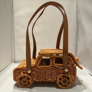 NWT Tommy Bahama Wicker Jeep Handbag with Tan Straps